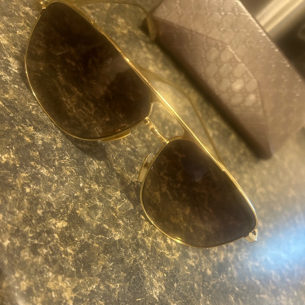 Gucci Gold Aviator Sunglasses with Double Bridge